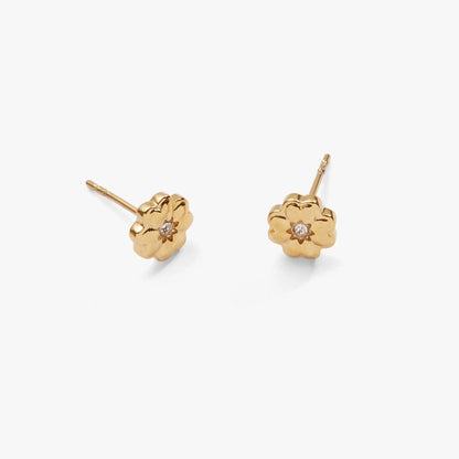 Four Leaf Clover Stud Earrings With Crystals