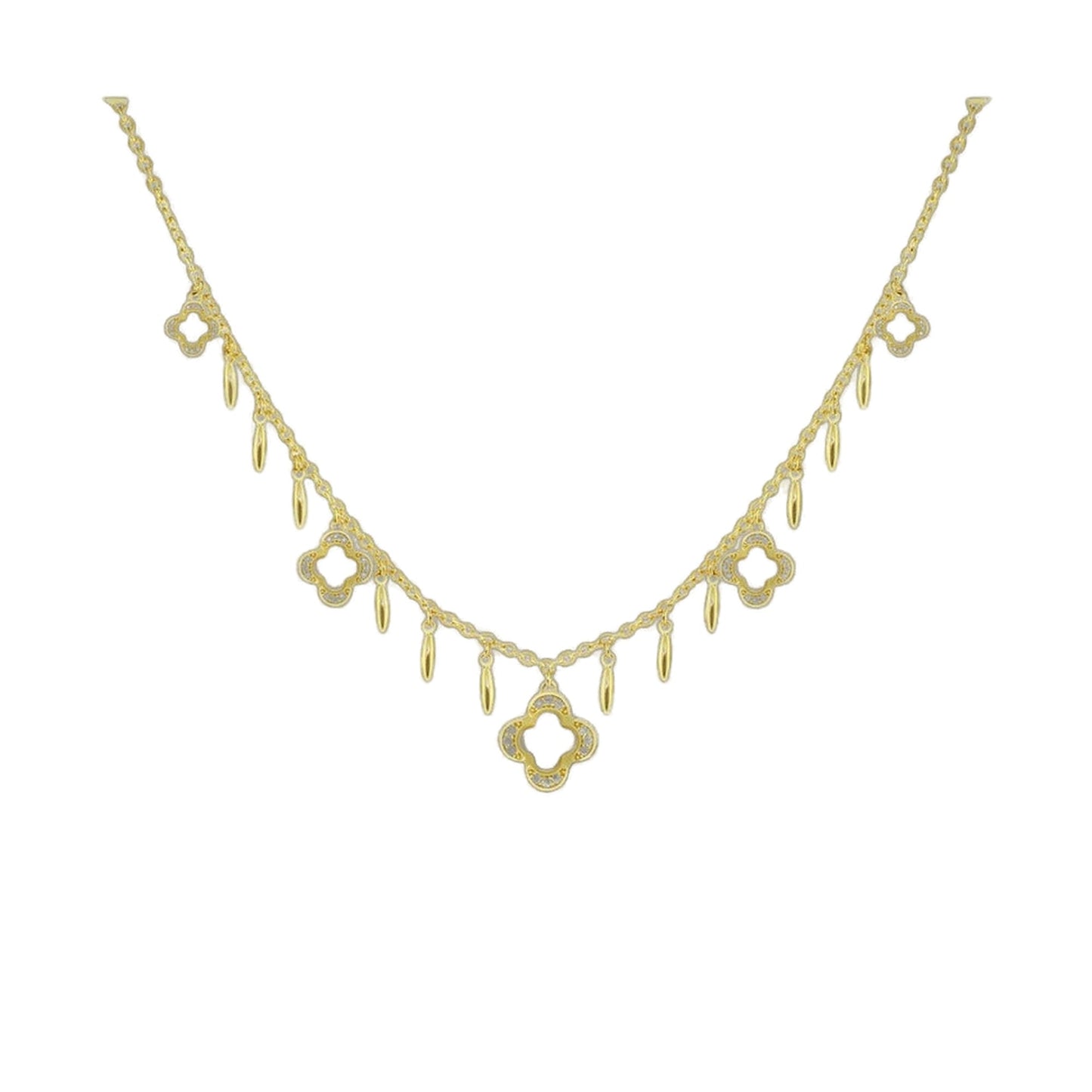 Marilyn Clover Necklace by Lauren G Adams; gold-tone short necklace with clover charms on Tampa Home & Garden Store