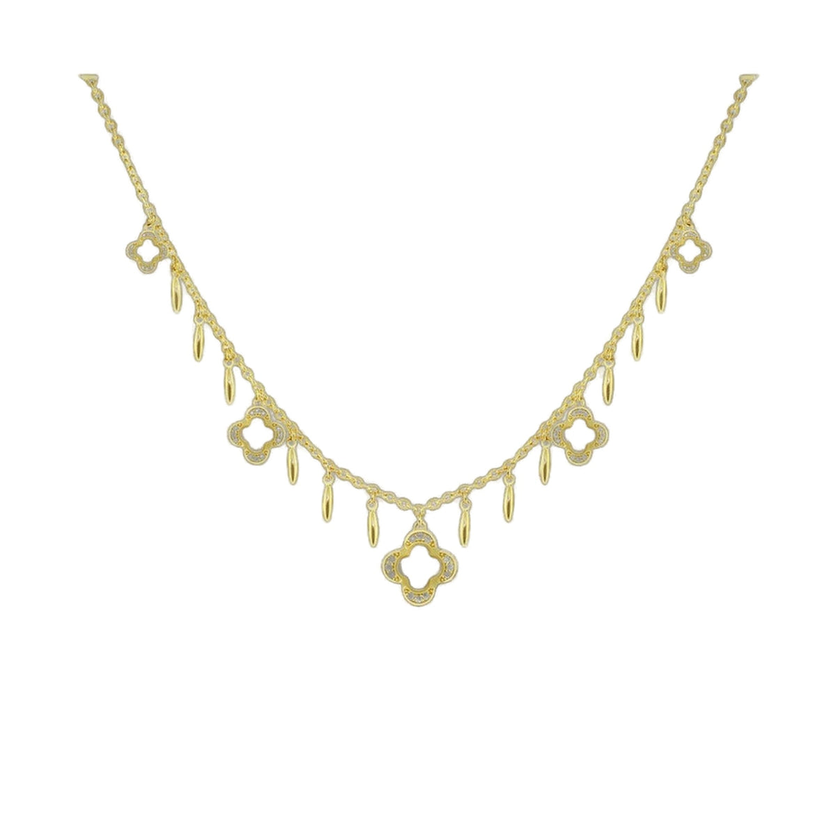 Marilyn Clover Necklace by Lauren G Adams; gold-tone short necklace with clover charms on Tampa Home & Garden Store