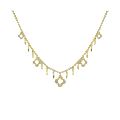 Marilyn Clover Necklace by Lauren G Adams; gold-tone short necklace with clover charms on Tampa Home & Garden Store