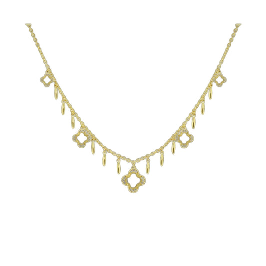 Marilyn Clover Necklace by Lauren G Adams; gold-tone short necklace with clover charms on Tampa Home & Garden Store