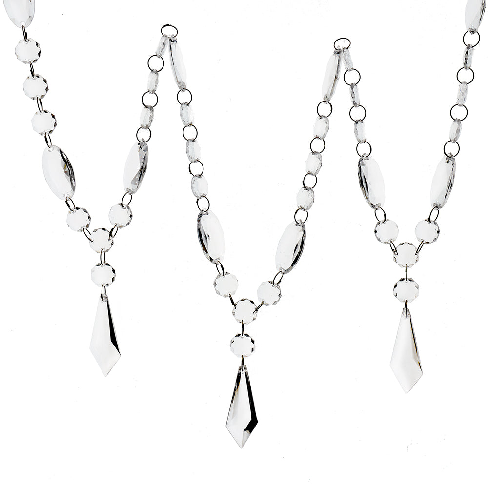 Guirlande de perles transparentes en forme de diamant - 1,80 m
