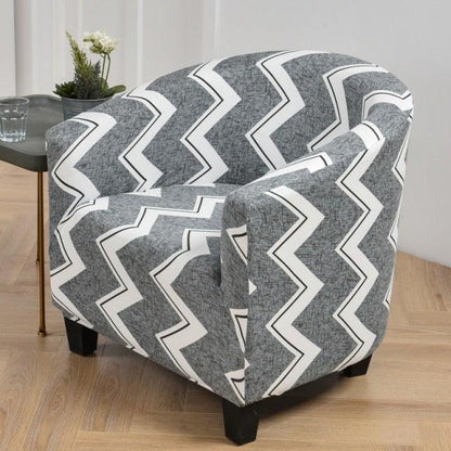 Stevvex club chair slipcover geometric grey chevron, spandex elastic armchair cover on Tampa Home & Garden Store