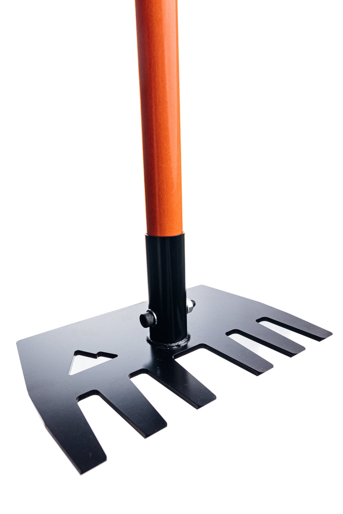 Clyde Pro rake with orange shaft and black mounting head on Tampa Home & Garden Store
