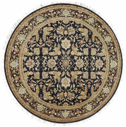 Black&Gold Premium Wool Rug round with ornate floral border Boutique Rugs on Tampa Home & Garden Store