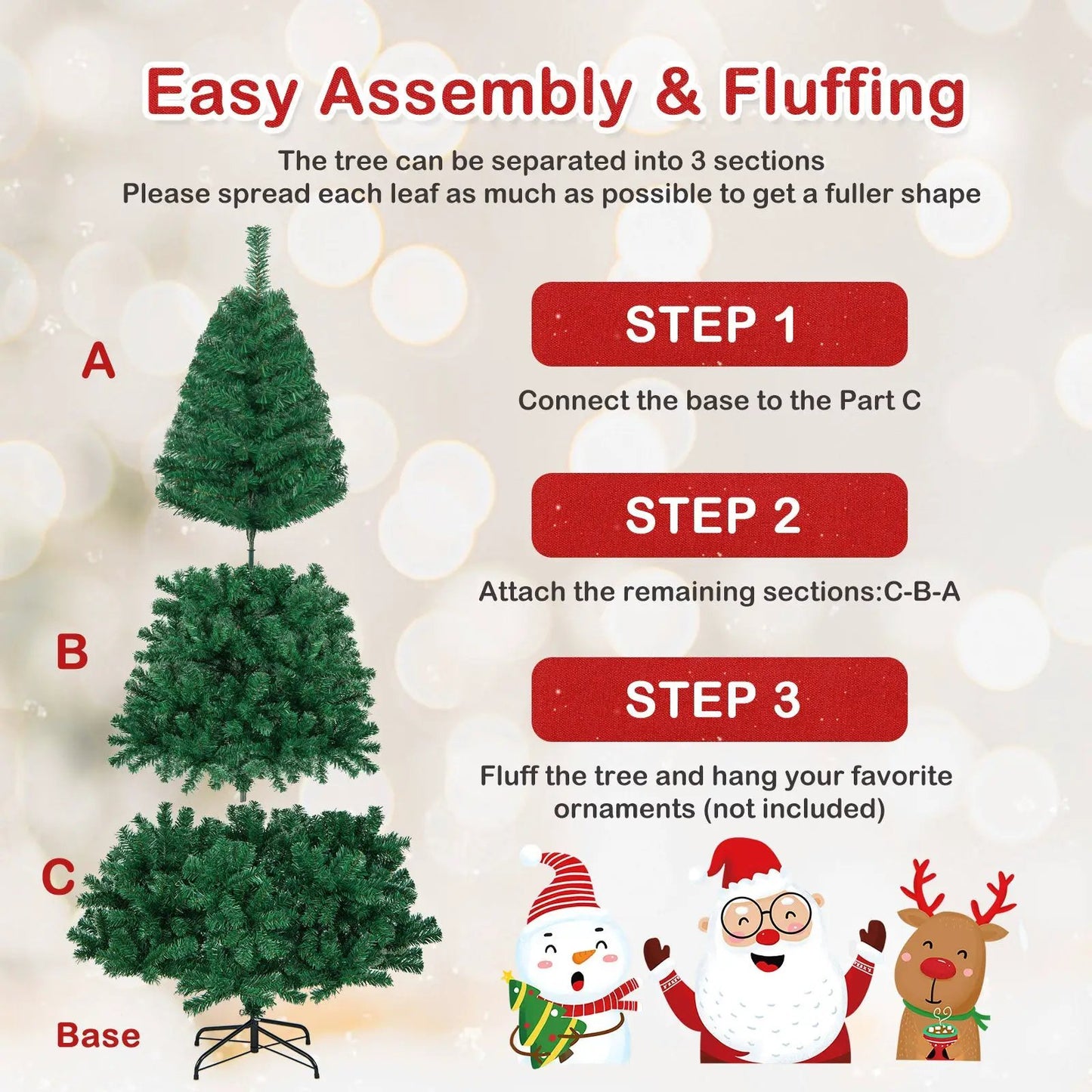 Artificial PVC Christmas Tree with Metal Stand