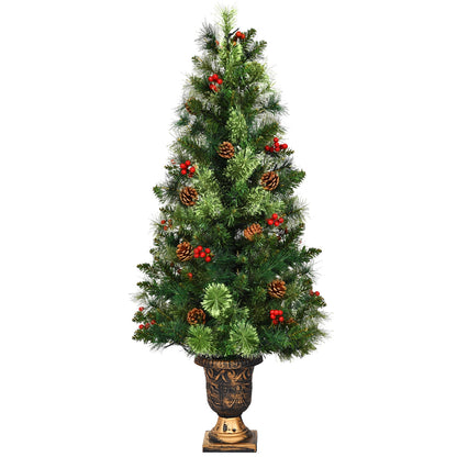 LED Christmas Tree with Red Berries Pine Cones DirectDeals, green artificial tree in urn on Tampa Home & Garden Store