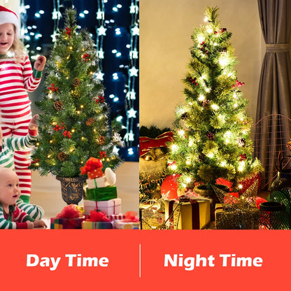 LED Christmas Tree with Red Berries Pine Cones by DirectDeals, faux tree with warm lights on Tampa Home & Garden Store