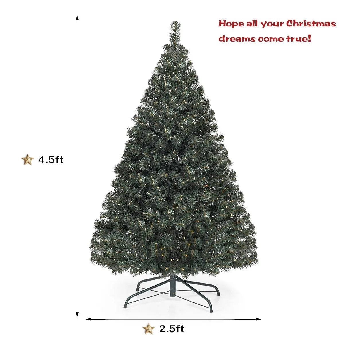 DirectDeals PVC 4.5 ft pre-lit hinged Christmas tree with warm white lights on metal stand on Tampa Home & Garden Store
