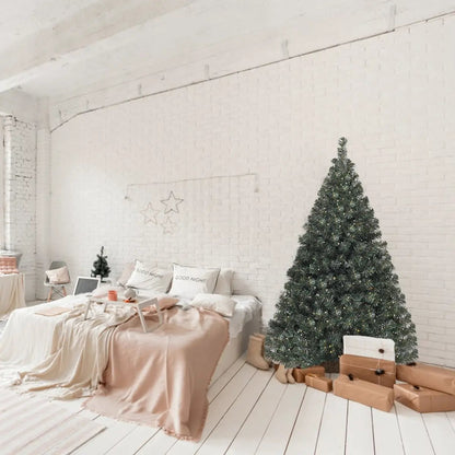4.5 ft PVC pre-lit DirectDeals hinged Christmas tree with warm lights in a bright white bedroom on Tampa Home & Garden Store