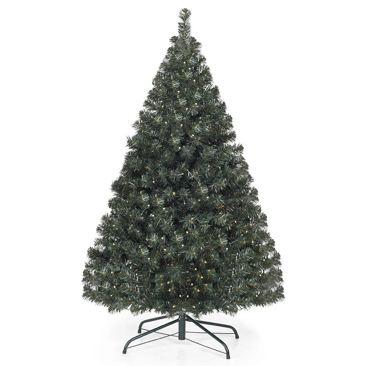 DirectDeals 4.5 ft PVC pre-lit artificial hinged Christmas tree with warm lights on metal stand on Tampa Home & Garden Store