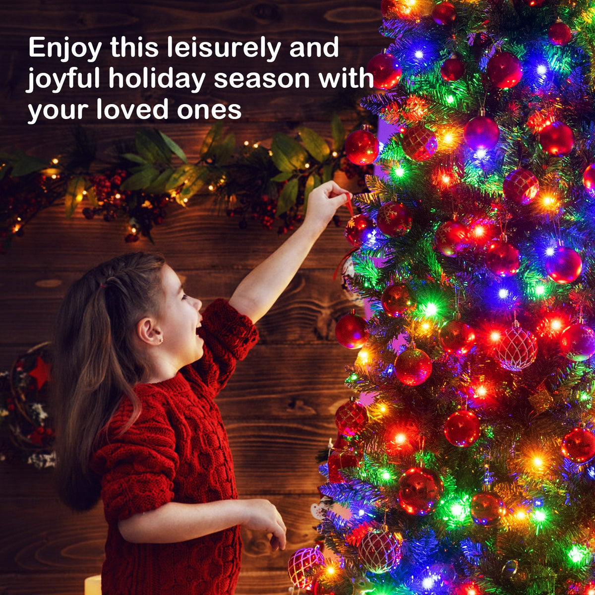 Artificial Kingswood Fir Pencil Christmas Tree DirectDeals with multicolored lights on Tampa Home & Garden Store