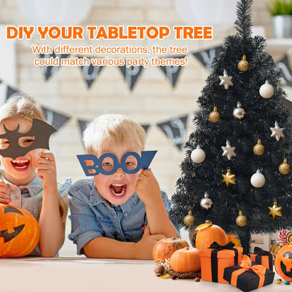 Árbol de Navidad/Halloween artificial sin luces de 3 pies con soporte de plástico - Negro