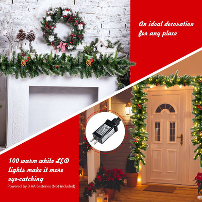 9 ft pre-lit garland with red berries and warm white LED by DirectDeals on Tampa Home & Garden Store