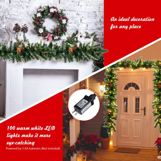 9 ft pre-lit garland with red berries and warm white LED by DirectDeals on Tampa Home & Garden Store