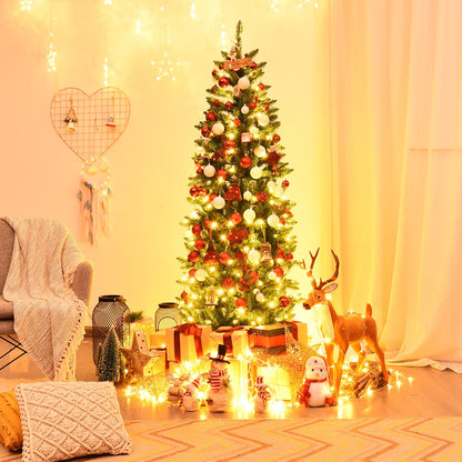 6 ft PVC hinged pre-lit artificial fir pencil Christmas tree DirectDeals with 150 lights on Tampa Home & Garden Store