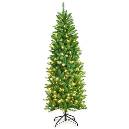 6ft PVC hinged pre-lit fir pencil Christmas tree with 150 lights DirectDeals on Tampa Home & Garden Store