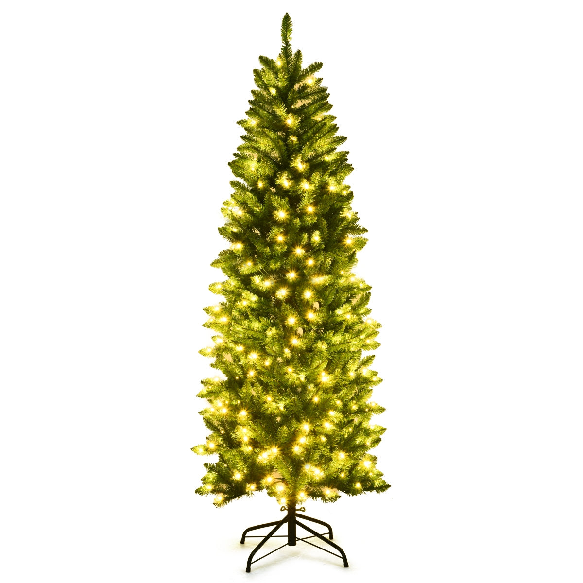 6 ft PVC hinged pre-lit artificial fir pencil tree with 150 lights DirectDeals on Tampa Home & Garden Store