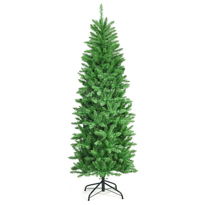 6 ft PVC hinged pre-lit artificial fir pencil Christmas tree with 150 lights DirectDeals on Tampa Home & Garden Store