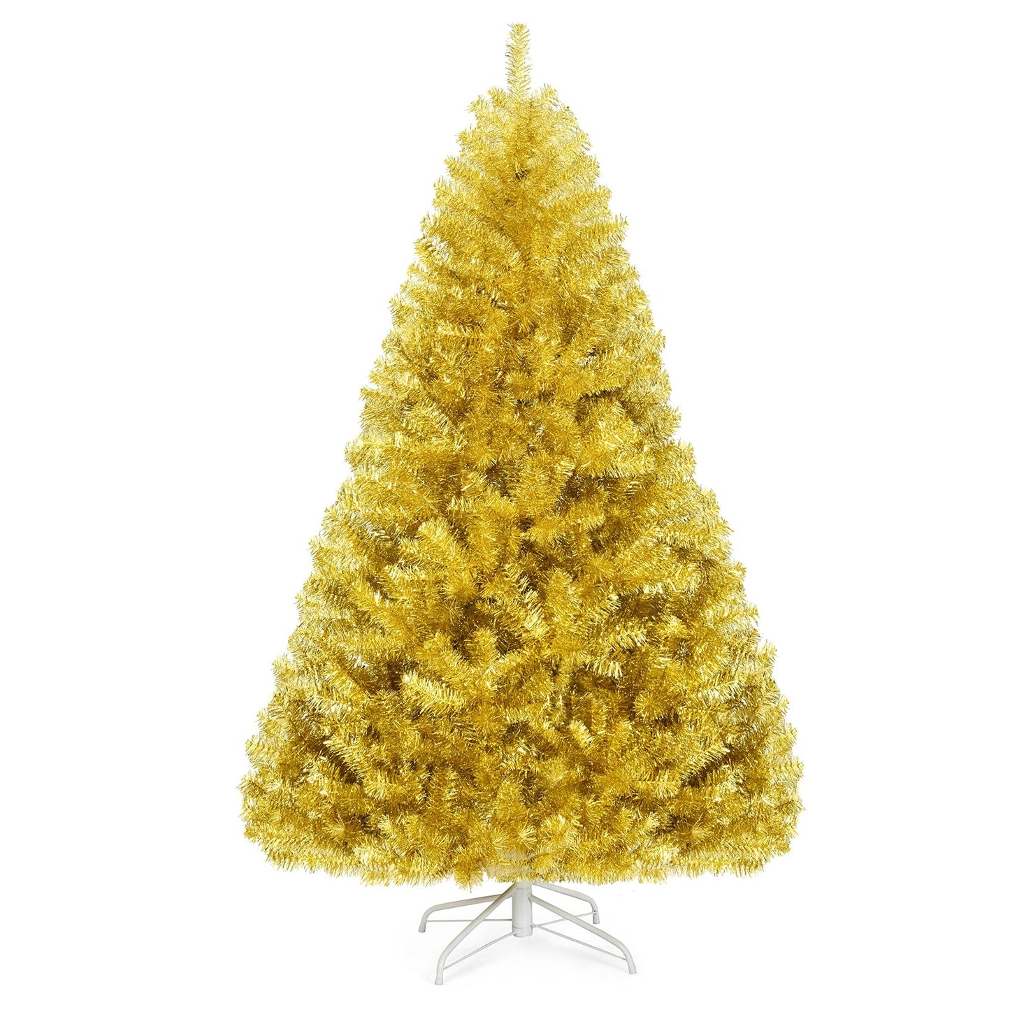 Árbol de Navidad artificial de oropel con bisagras de 1,8/2,3 metros con soporte plegable - 1,8 m