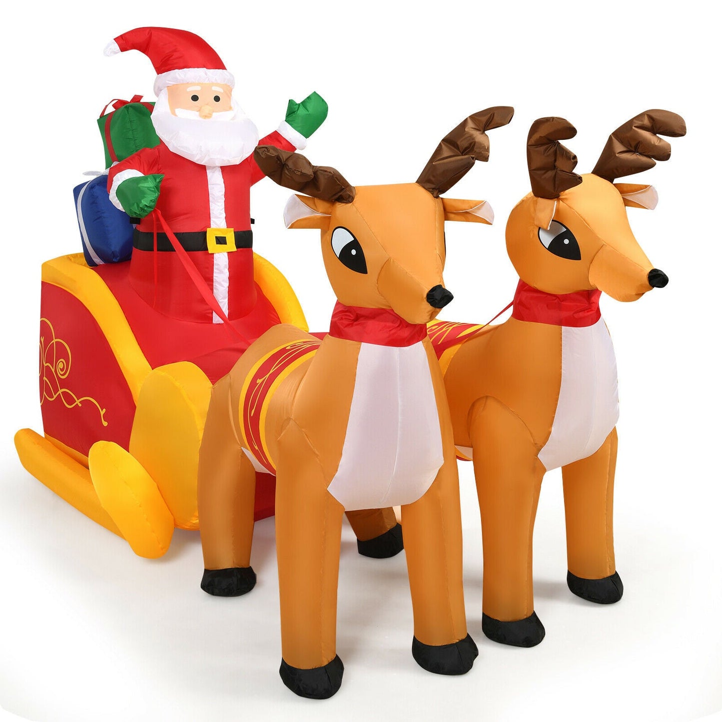 Outdoor inflatable Santa with double reindeer and sled, 7.5ft, DirectDeals on Tampa Home & Garden Store