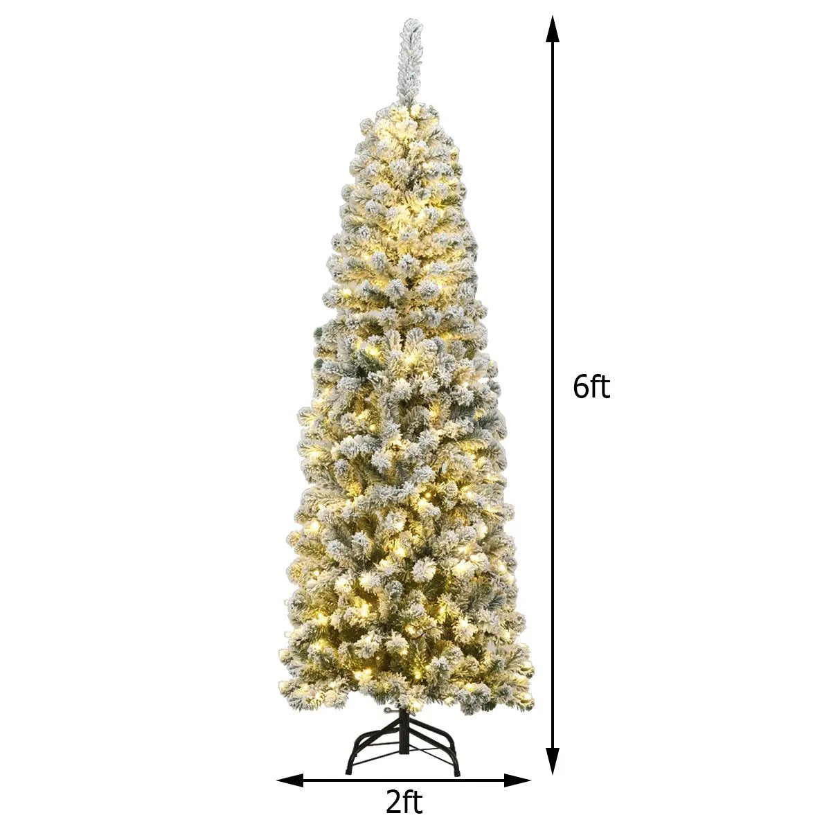 6ft pre-lit snow-flocked artificial pencil Christmas tree DirectDeals with 250 LEDs on Tampa Home & Garden Store
