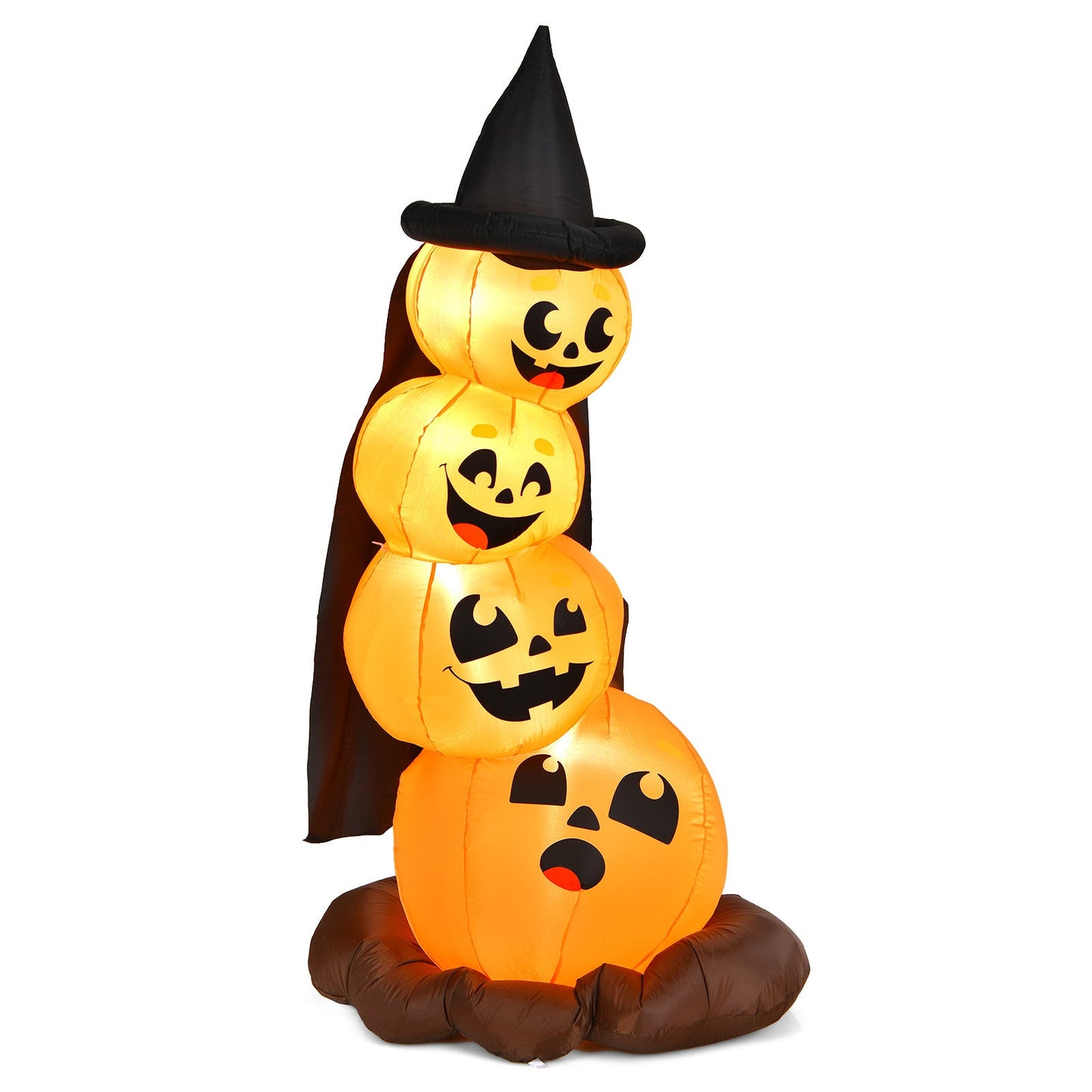 7 ft inflatable pumpkin stack with witch hat and LED lights, 4 pumpkins, DirectDeals on Tampa Home & Garden Store