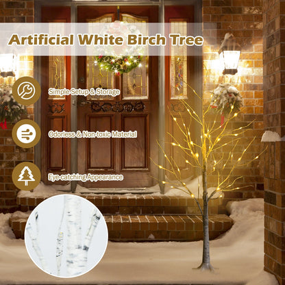 Pre-lit white birch twig tree with LED lights for Christmas DirectDeals entryway on Tampa Home & Garden Store