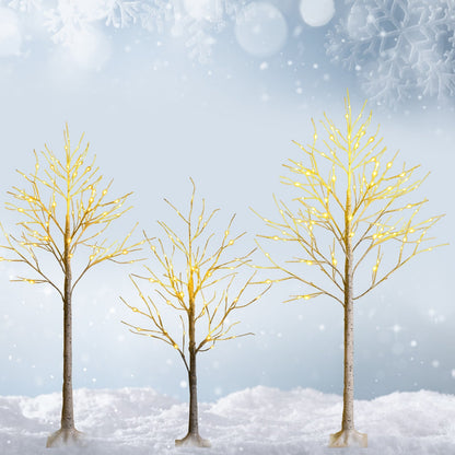 Pre-lit white twig birch trees, set of 3 with warm LED lights DirectDeals on Tampa Home & Garden Store