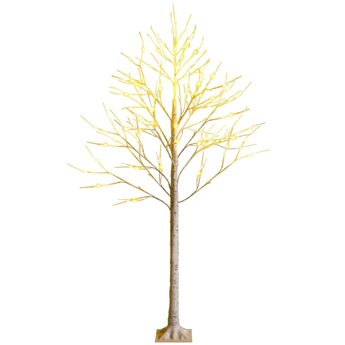Pre-lit white twig birch tree with warm LEDs, DirectDeals artificial Christmas tree, square base on Tampa Home & Garden Store