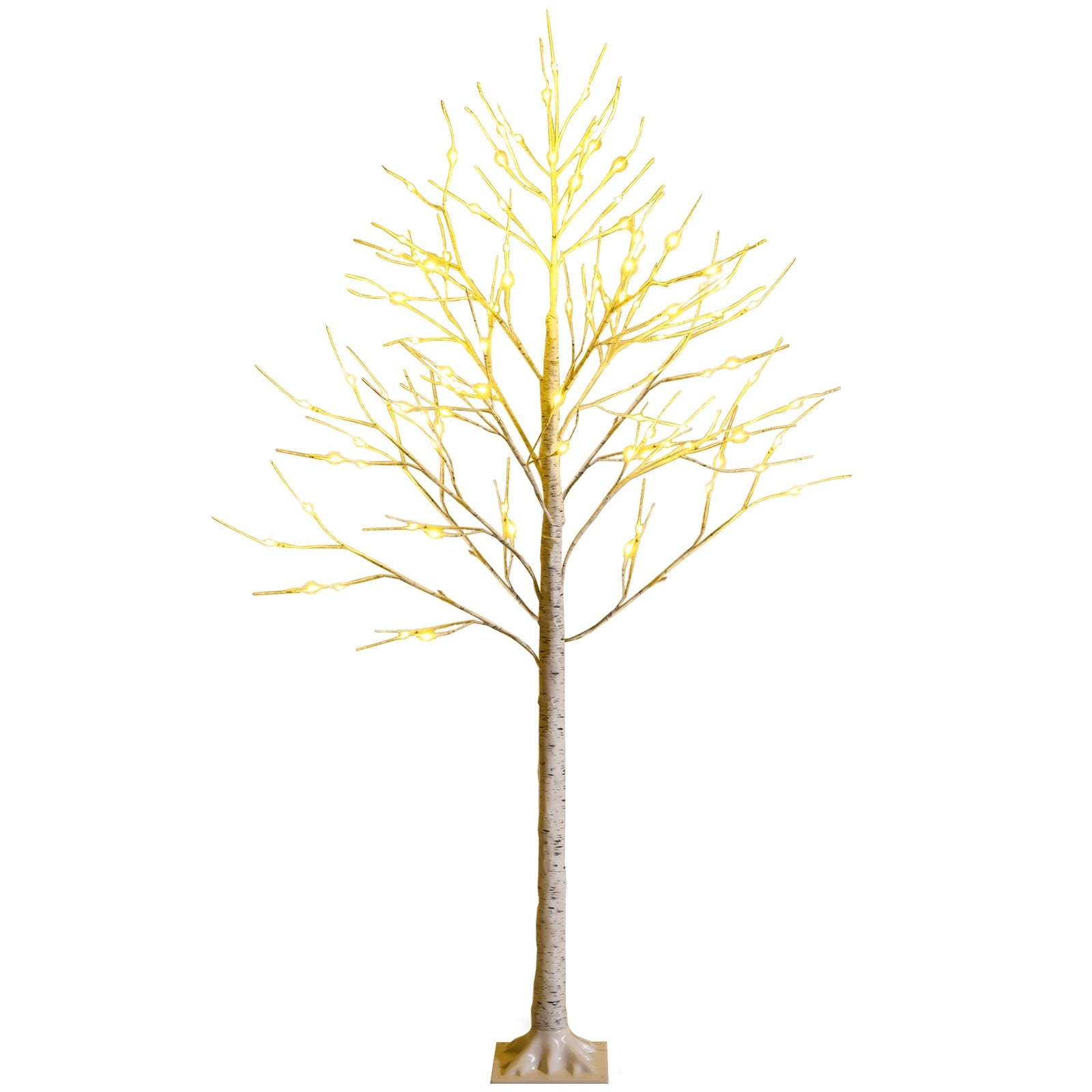 Pre-lit white twig birch tree with warm LEDs, DirectDeals artificial Christmas tree, square base on Tampa Home & Garden Store