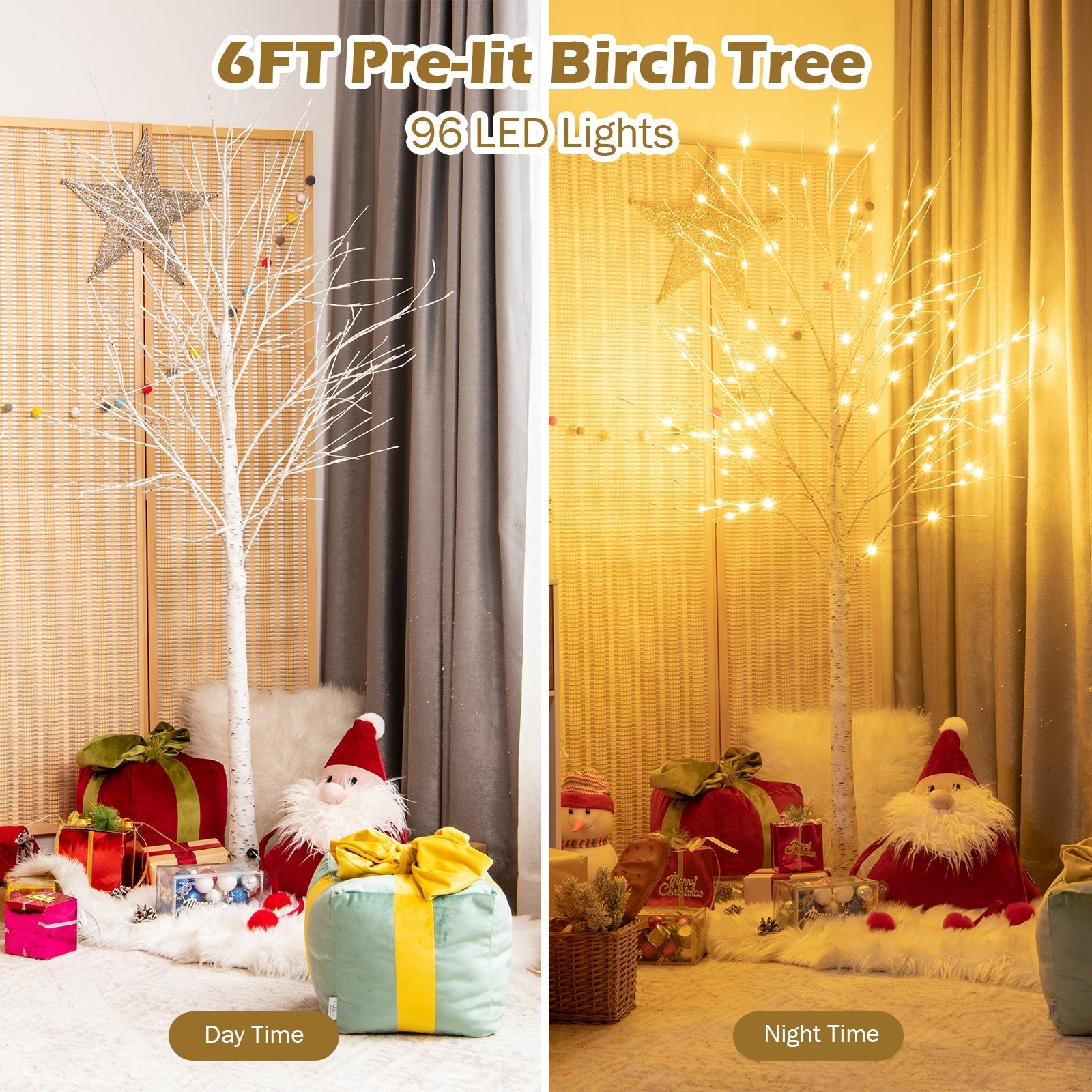 6FT Pre-lit White Twig Birch Tree with 96 LED Lights by DirectDeals Christmas tree on Tampa Home & Garden Store