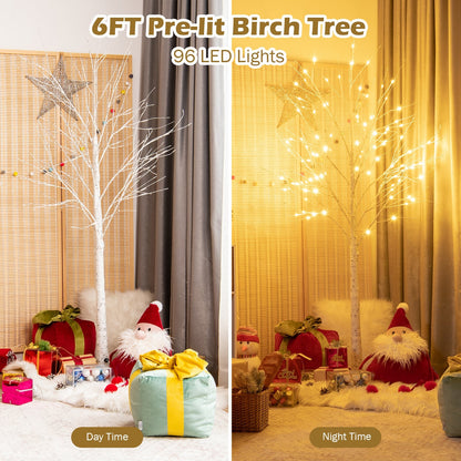6FT Pre-lit White Twig Birch Tree with 96 LED Lights by DirectDeals Christmas tree on Tampa Home & Garden Store