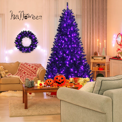 24 Inch Pre-lit Halloween Wreath with 35 Purple LED Lights by DirectDeals, wall decor on Tampa Home & Garden Store