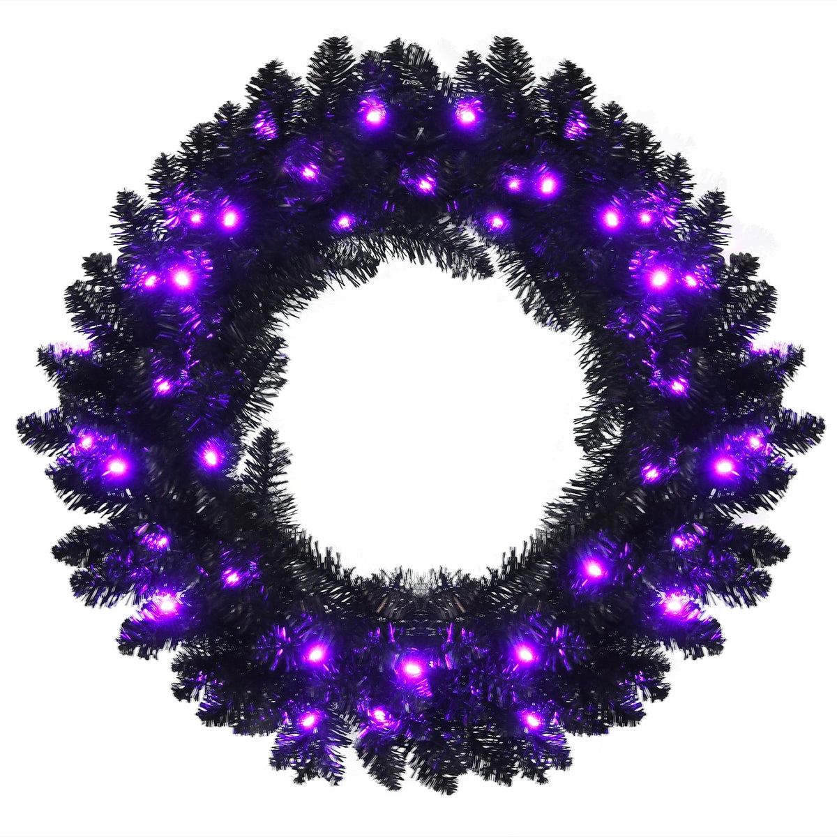 24-inch DirectDeals Halloween wreath, pre-lit with 35 purple LED lights on Tampa Home & Garden Store