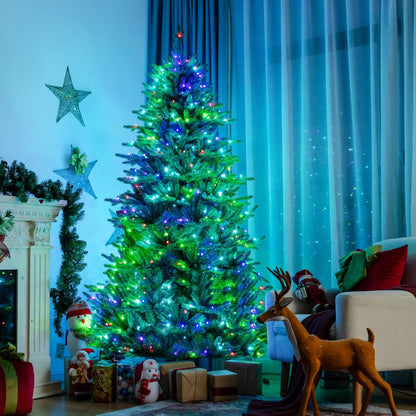 Árbol de Navidad artificial preiluminado con bisagras y luces LED controladas por aplicación - 2,1 m
