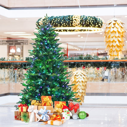 Árbol de Navidad artificial preiluminado con bisagras y luces LED controladas por aplicación - 2,1 m