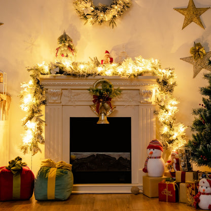 9 Feet Pre-Lit Artificial Christmas Garland with 50 LED Lights, DirectDeals, draped over mantel on Tampa Home & Garden Store