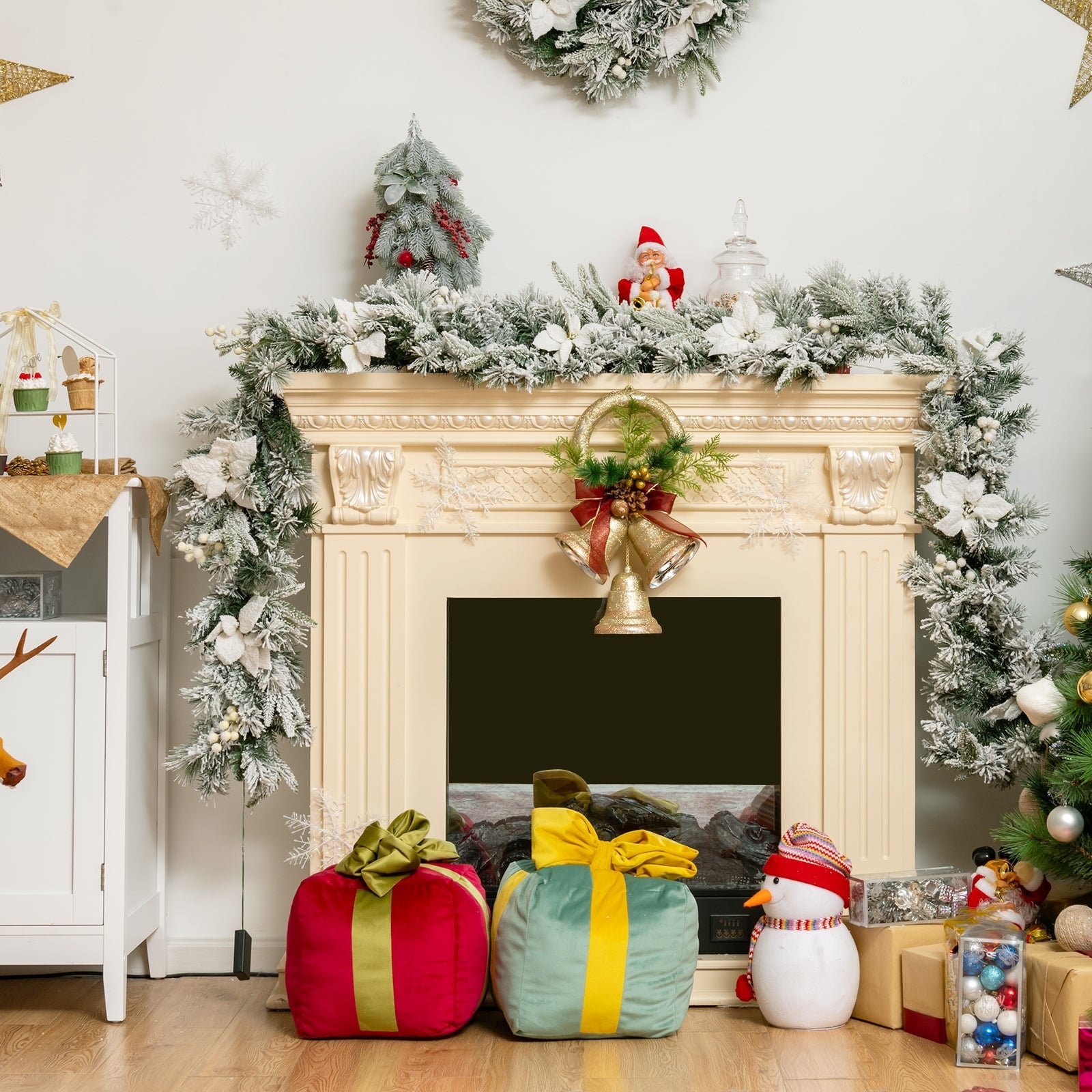 9 Feet Pre-Lit Christmas Garland with 50 LED Lights frosted pine white berries DirectDeals on Tampa Home & Garden Store