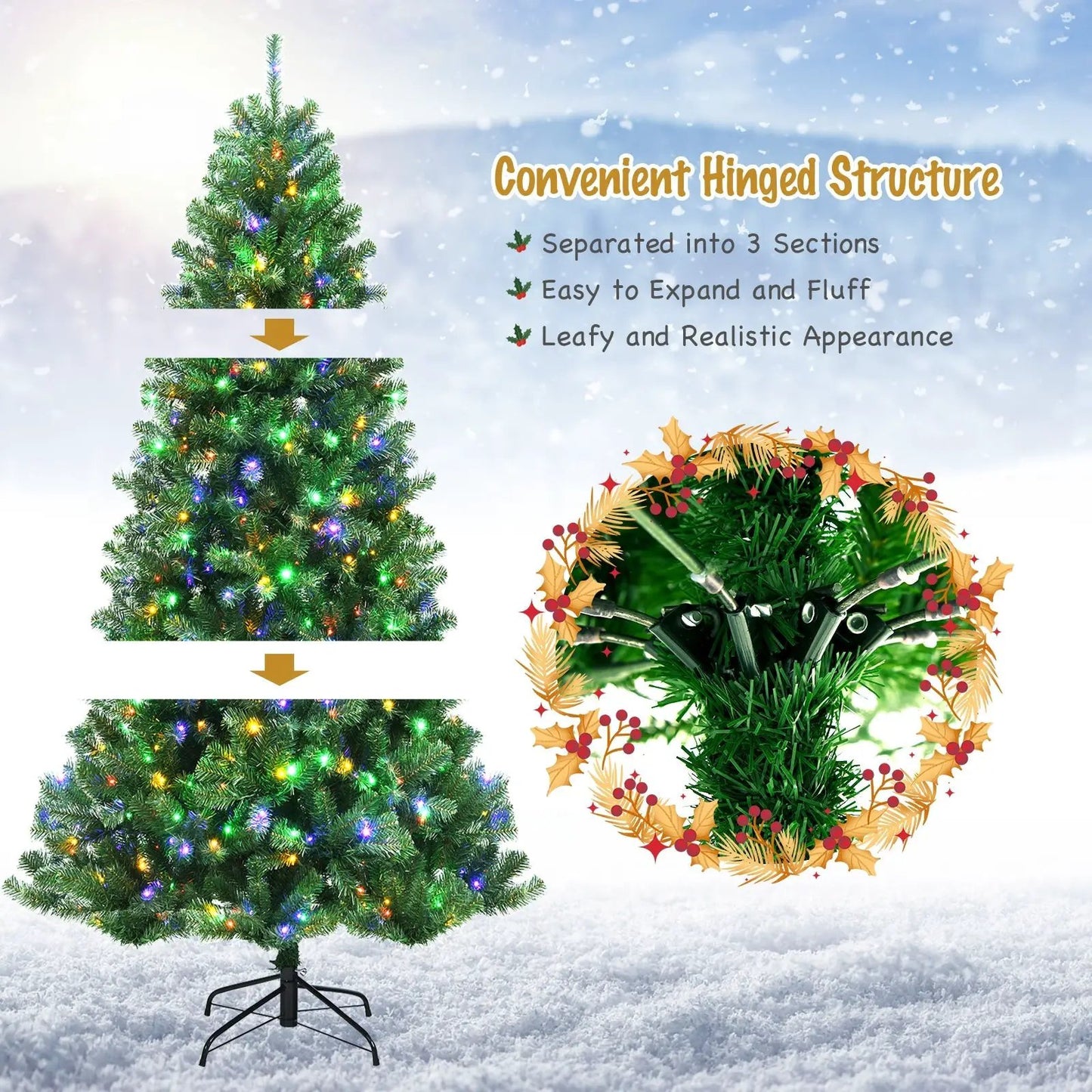 DirectDeals hinged Christmas tree with remote color-changing LED lights, 2-item display on Tampa Home & Garden Store