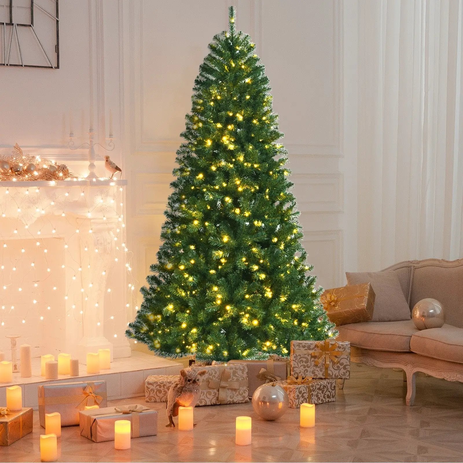 Artificial Hinged Christmas Tree with remote-controlled color-changing LED lights on Tampa Home & Garden Store
