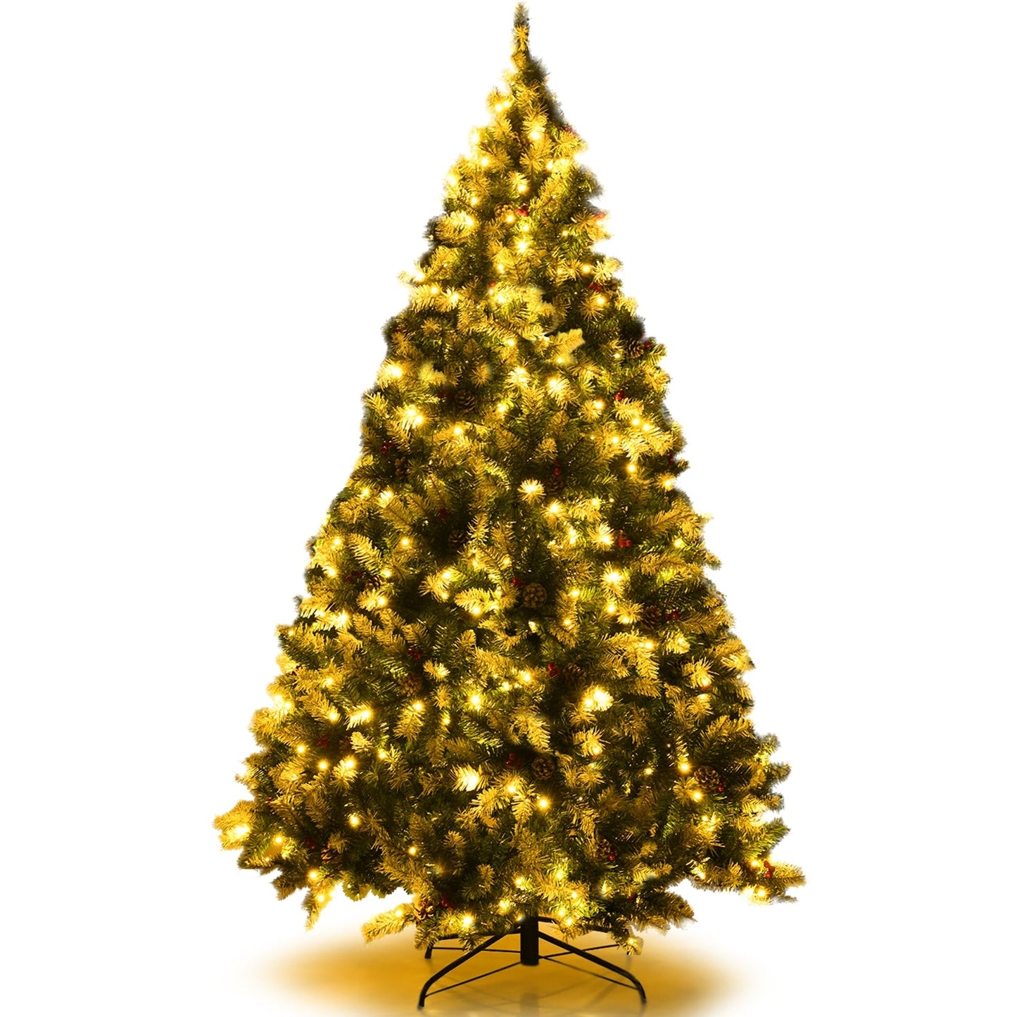 Árbol de Navidad nevado preiluminado con bayas rojas y luces LED - 1.83 m