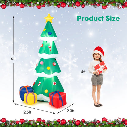 6 ft inflatable Christmas tree DirectDeals with star topper; 3 gift boxes on Tampa Home & Garden Store