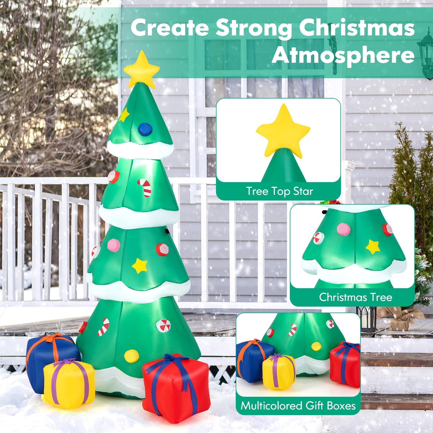 6 ft inflatable Christmas tree with star topper and 3 gift boxes, DirectDeals inflatable decor on Tampa Home & Garden Store