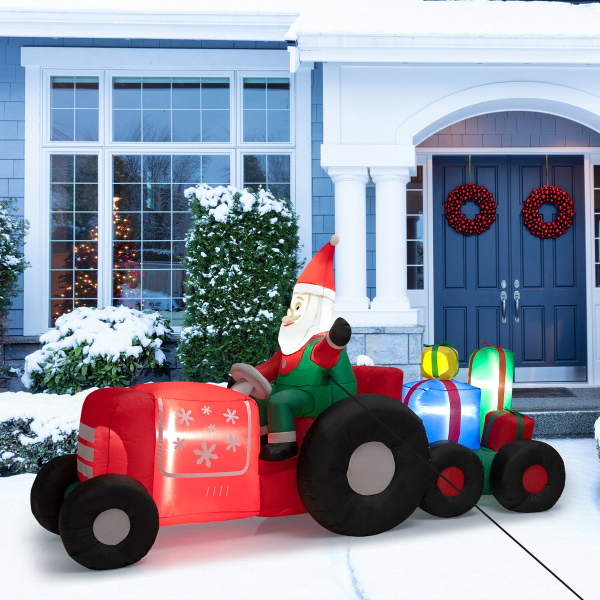 9 ft Christmas Santa inflatable with gifts on a red sleigh for lawn decor DirectDeals on Tampa Home & Garden Store