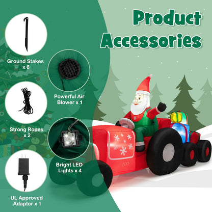 DirectDeals 9ft Christmas Inflatable Santa with Gifts lawn decor LED lights blower stakes x6 on Tampa Home & Garden Store