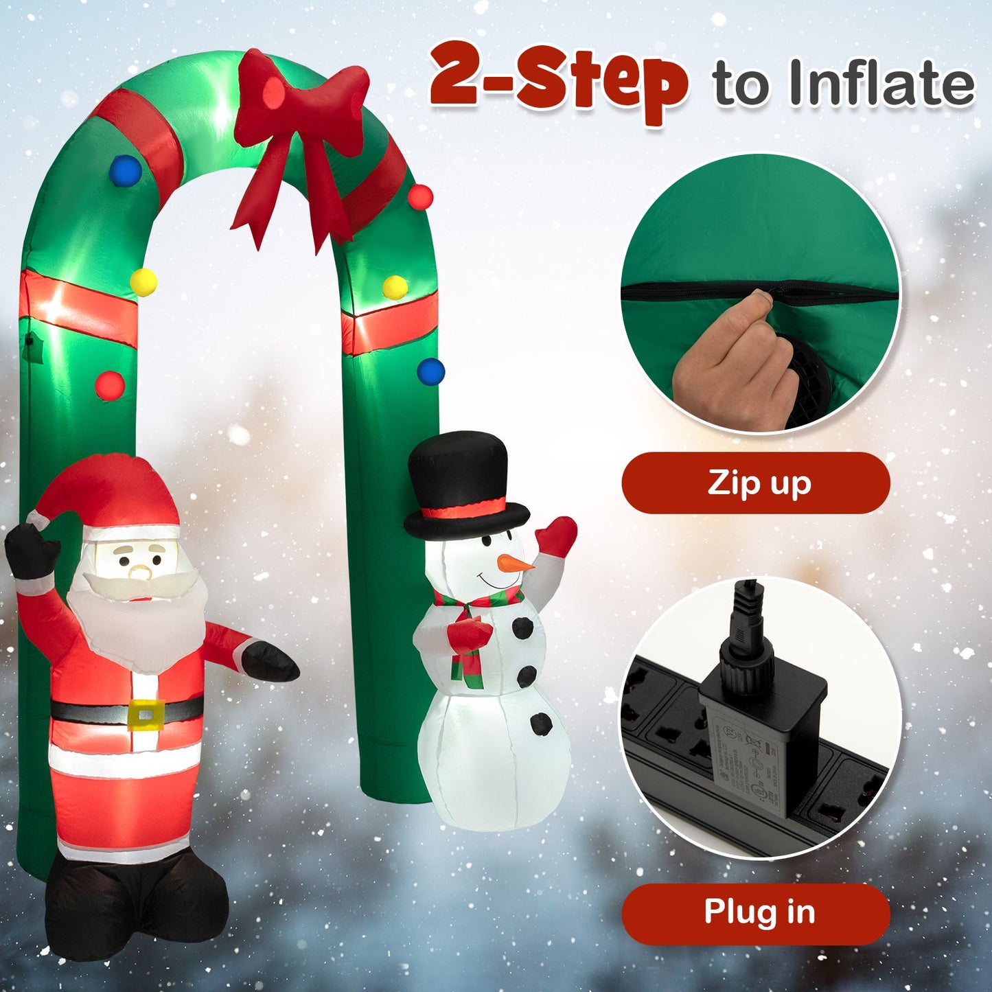 8 ft inflatable Archway Santa Snowman, green/red arch DirectDeals Christmas decor on Tampa Home & Garden Store