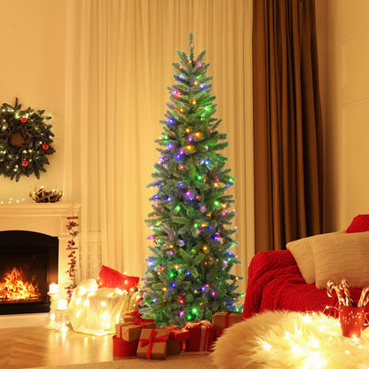 DirectDeals 6ft Pre-Lit Pencil Christmas Tree with 648 PVC/PE tips and multicolor lights on Tampa Home & Garden Store