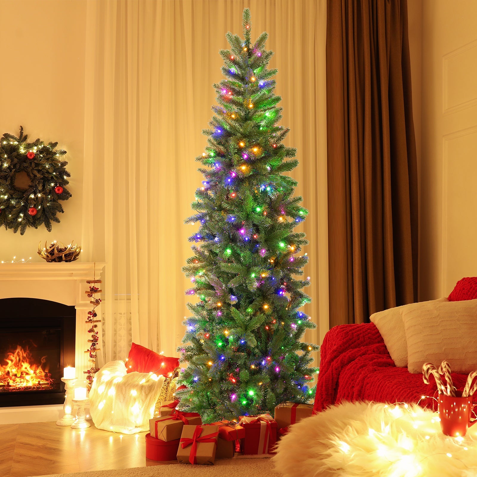 7.5 ft DirectDeals pre-lit artificial Christmas tree with warm white and multicolor LEDs on Tampa Home & Garden Store