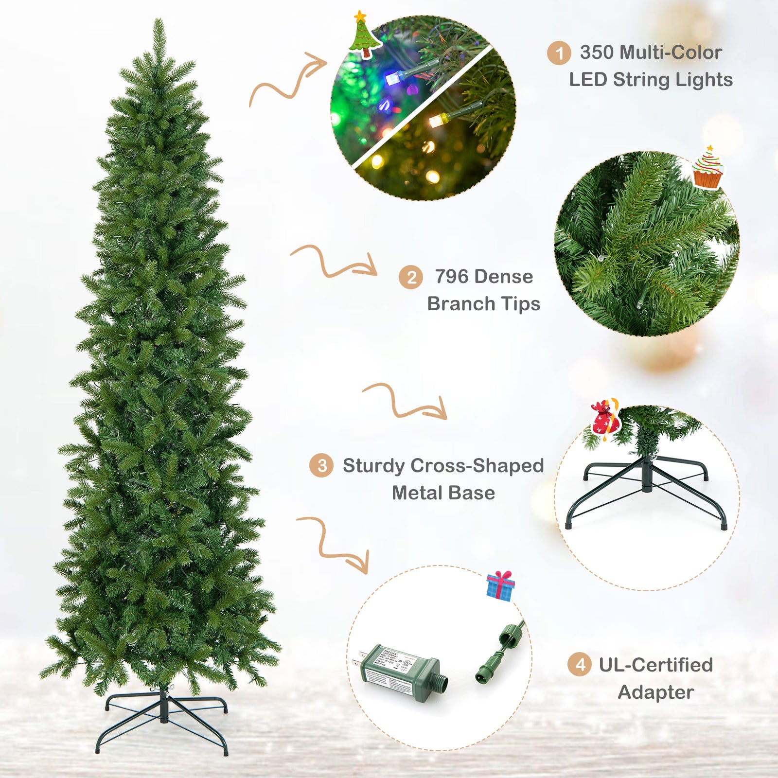 7.5 ft DirectDeals pre-lit artificial Christmas tree with warm white and multicolor LEDs on Tampa Home & Garden Store